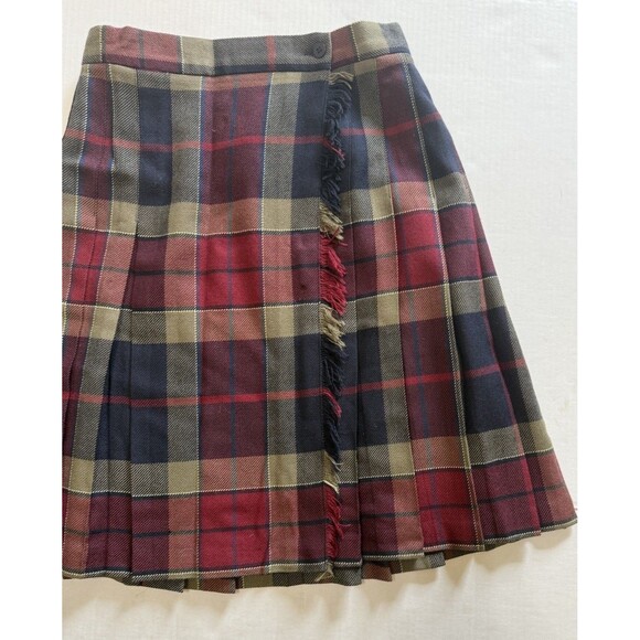 VTG. Talbots Wool Wrap Skirt Size 10 Red Plaid Kilt Pleated Preppy Old Money - Picture 4 of 13